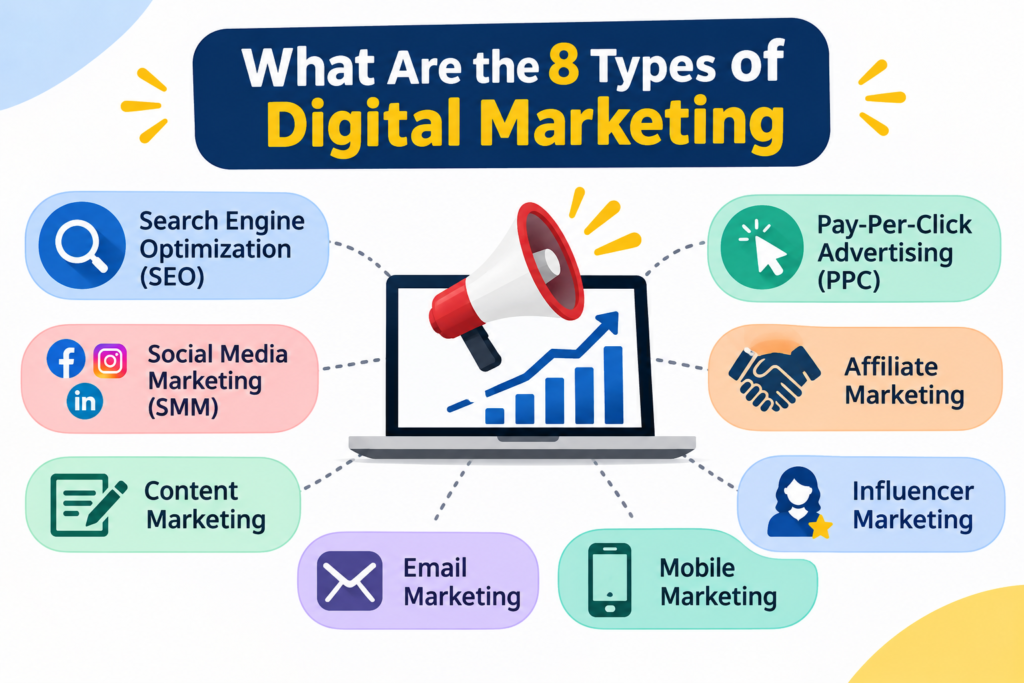 8 Types of Digital Marketing Infographic